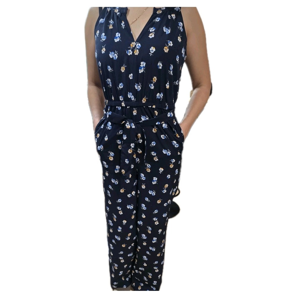 Women's Ann Taylor Factory Romper/Jumpsuit Size 2 Navy Blue Floral Print Elastic